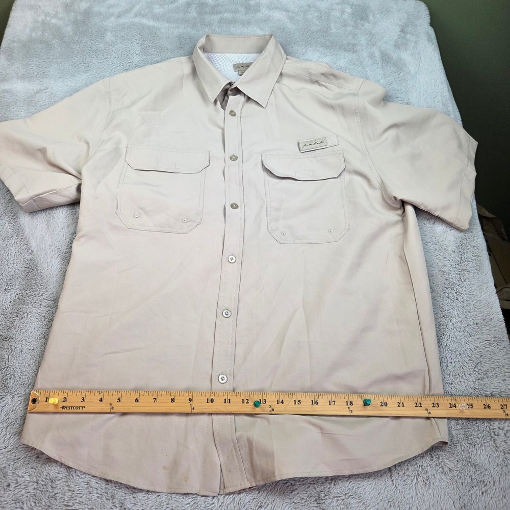 Joe Marlin Fishing Shirt Mens XL Short Sleeve Ventilated Utility Pockets Tan XL
